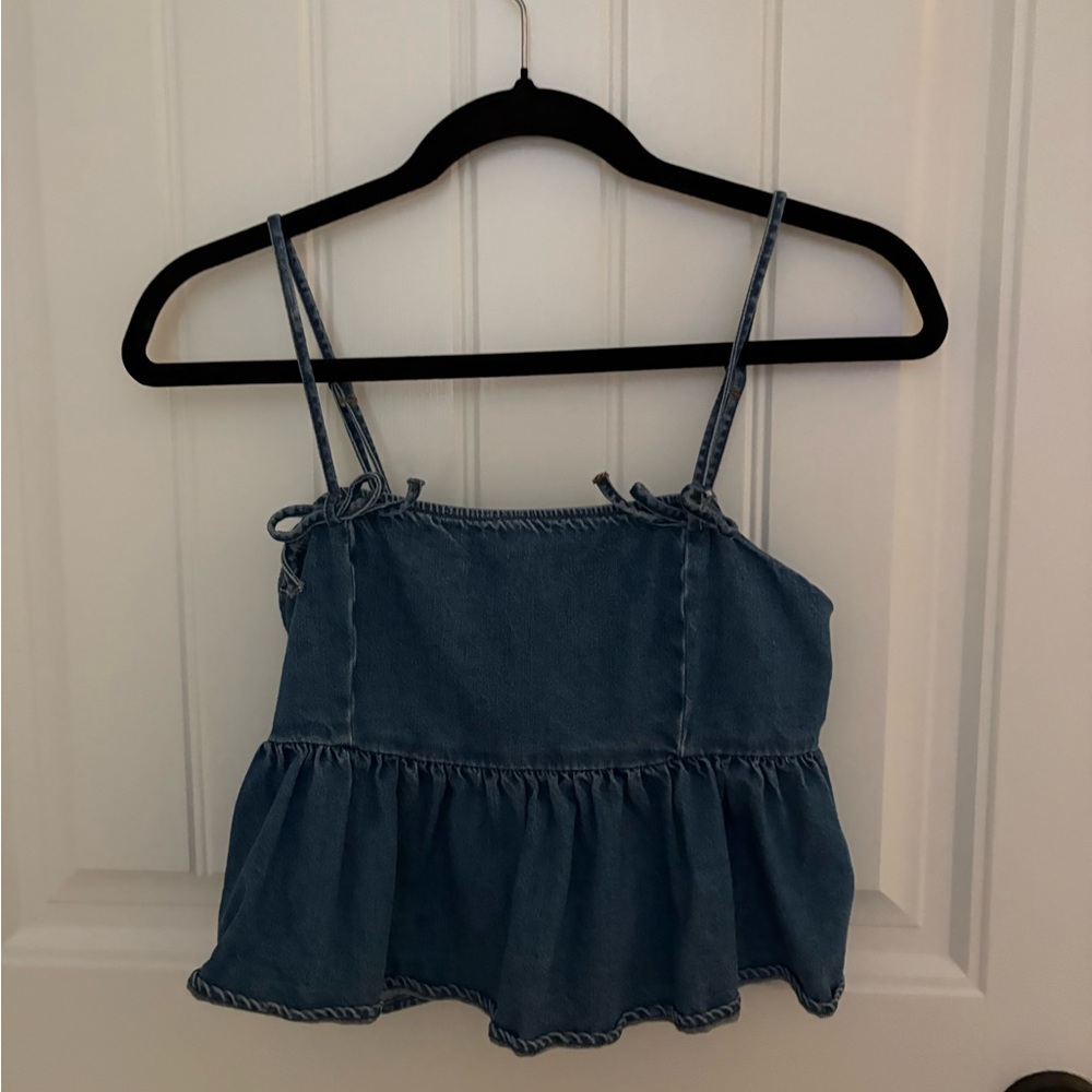 American Eagle Outfitters Blue Jean Tank Top